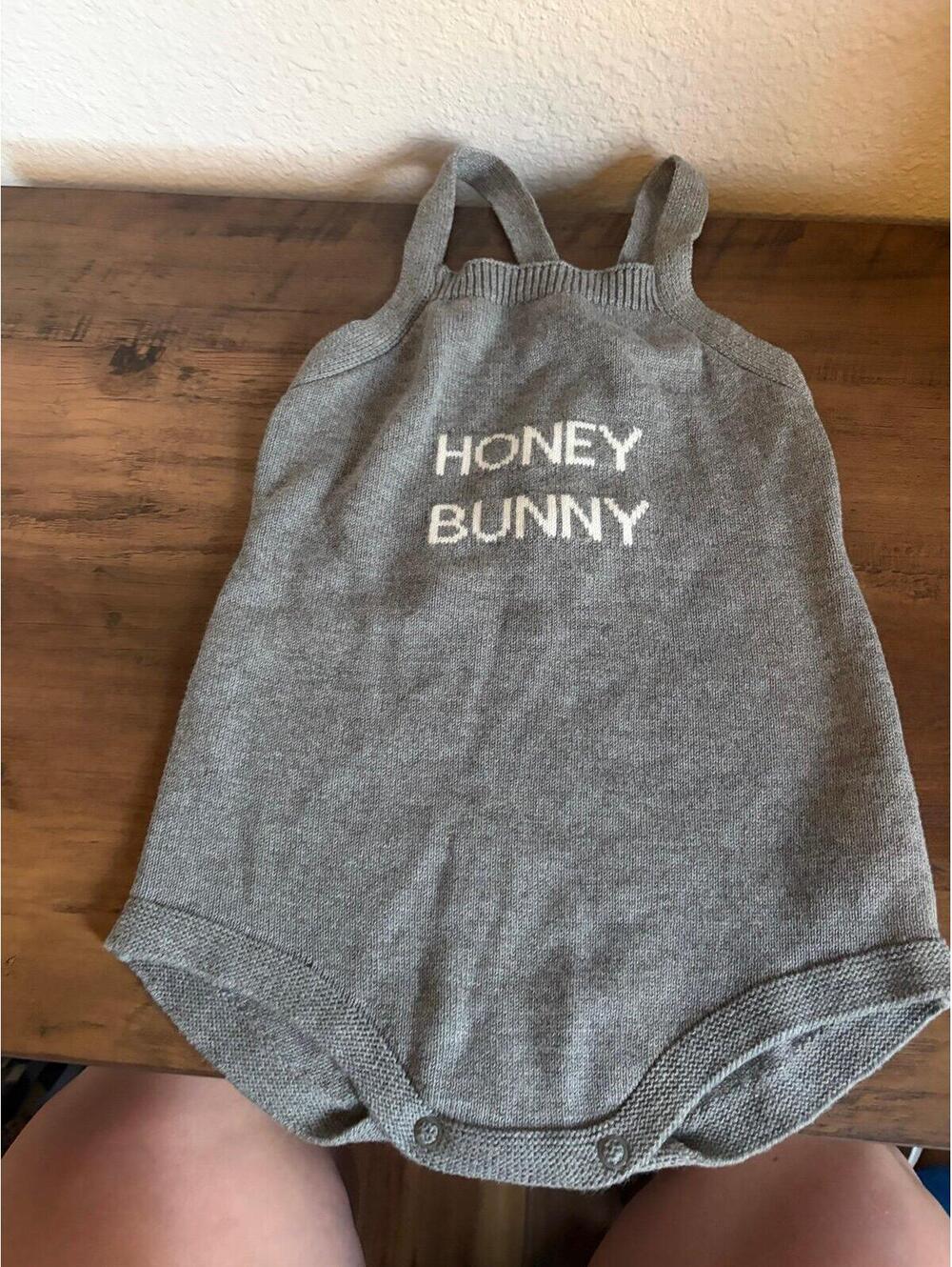 NWT Cat & Jack Honey Bunny Grey Romper size 18M